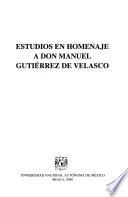 Estudios en homenaje a Don Manuel Gutiérrez de Velasco