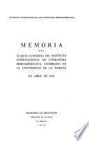 Memoria del Cuarto Congreso del Instituto Internacional de Literatura Iberoamericana, celebrado en la Universidad de La Habana en abril de 1949