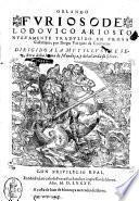 Orlando furioso de Lodouico Ariosto nueuamente traduzido en prosa Castellana por Diego Vazquez de Contreras